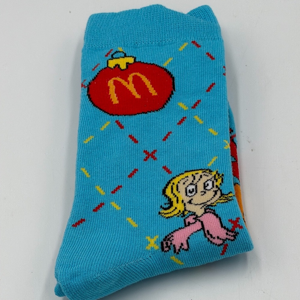 2025 McDONALDS Grinch Socks Christmas Adult Happy Meal Blue Socks New Never Worn